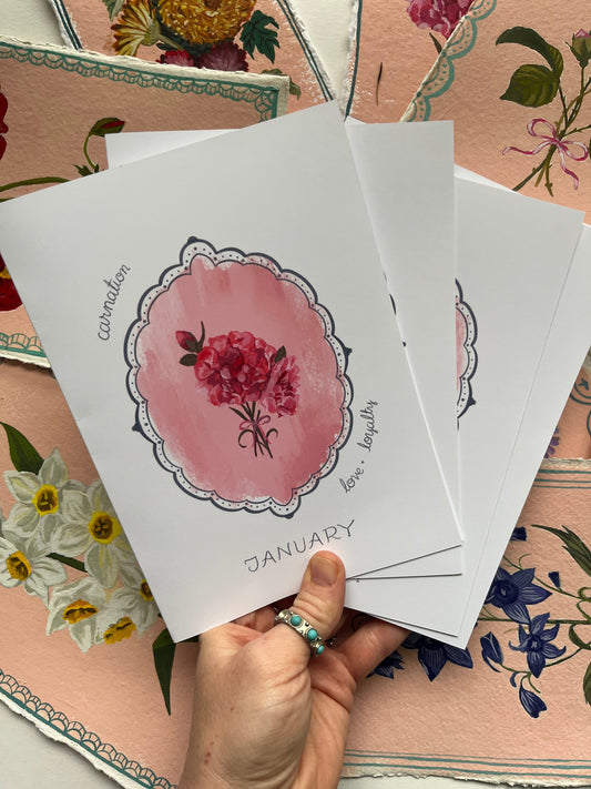 12 Birth Flower Greeting Card Set – Monthly Floral Cards with Meanings | Botanical Birthday Card Pack | Blank Inside Premium Archival Paper