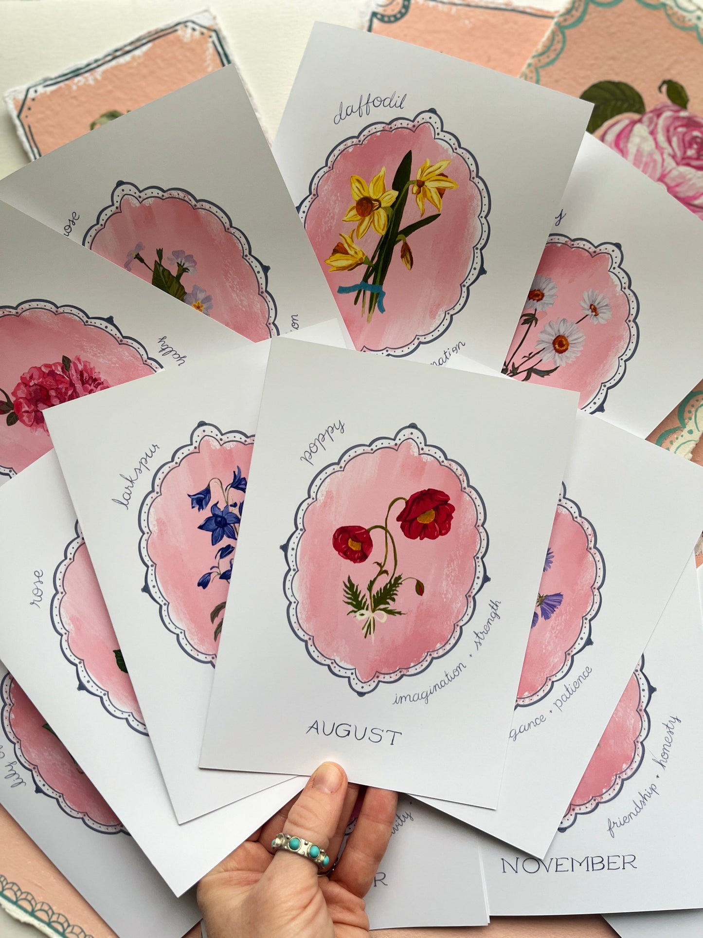 12 Birth Flower Greeting Card Set – Monthly Floral Cards with Meanings | Botanical Birthday Card Pack | Blank Inside Premium Archival Paper