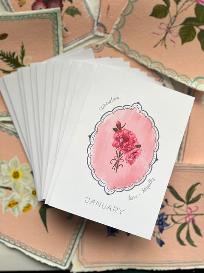 12 Birth Flower Greeting Card Set – Monthly Floral Cards with Meanings | Botanical Birthday Card Pack | Blank Inside Premium Archival Paper