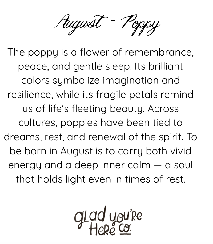 Original August Birth Month Flower Art – Poppy Flower Painting on Handmade Watercolor Paper – Hand-Painted Vintage Botanical Wall Art
