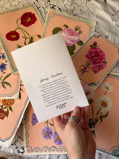 January Birth Month Flower Greeting Card - Carnation Flower Painting Birthday Card