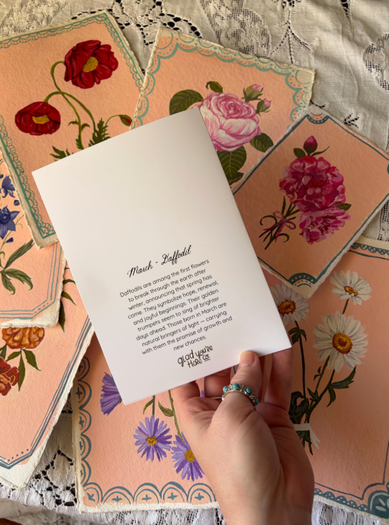 March Birth Month Flower Greeting Card- Daffodil Flower Birthday Card – Vintage Botanical Art for Spring, Joy & New Beginnings