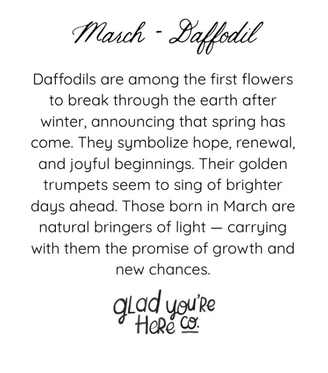 March Birth Month Flower Greeting Card- Daffodil Flower Birthday Card – Vintage Botanical Art for Spring, Joy & New Beginnings