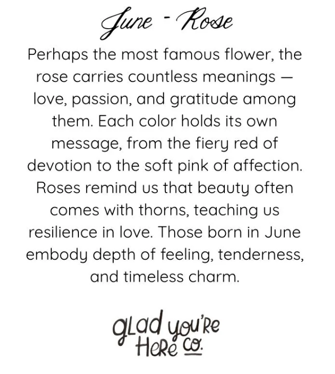 June Birth Flower Greeting Card – Vintage Botanical Floral Birthday Card – Hand-Painted Wall Art of Beauty & Passion