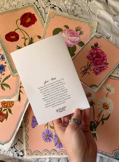 June Birth Flower Greeting Card – Vintage Botanical Floral Birthday Card – Hand-Painted Wall Art of Beauty & Passion