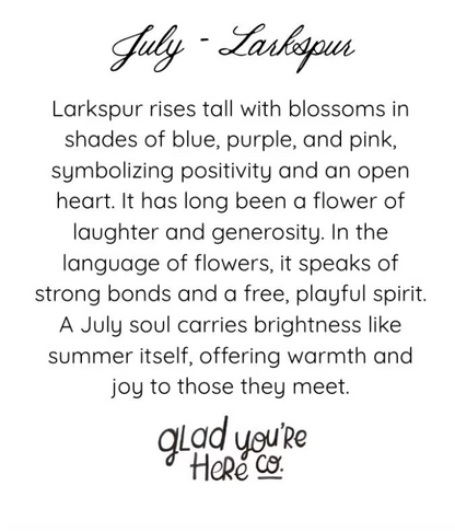 July Birth Month Flower Greeting Card – Larkspur Flower Painting Birthday Card – Vintage Botanical Card for Positivity & Charm