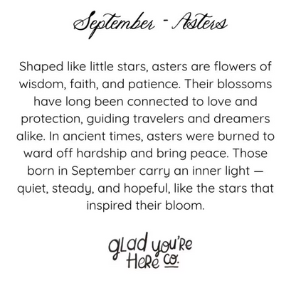 September Birth Month Flower Greeting Card– Aster Flower Painting Birthday Card – Vintage Botanical Card with Envelope