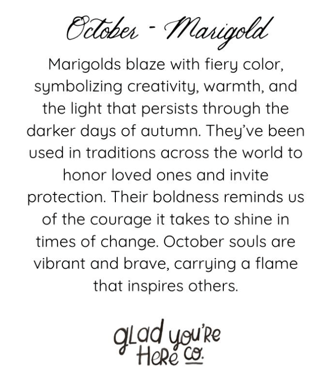 October Birth Month Flower Greeting Card Marigold Flower Birthday Card – Marigold Flower Card with Envelope – Vintage Botanical Artwork