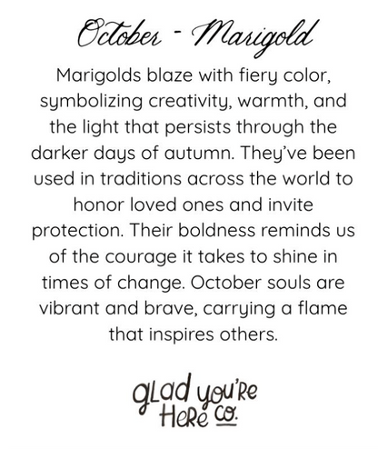 October Birth Month Flower Greeting Card Marigold Flower Birthday Card – Marigold Flower Card with Envelope – Vintage Botanical Artwork