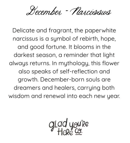 December Birth Month Flower Greeting Card– Narcissus Flower Card with Envelope – Vintage Botanical Artwork of Prosperity & Hope