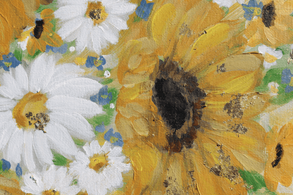 Sunflower and Daisies Abstract Original Painting Acrylic