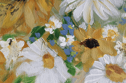 Sunflower and Daisies Abstract Original Painting Acrylic