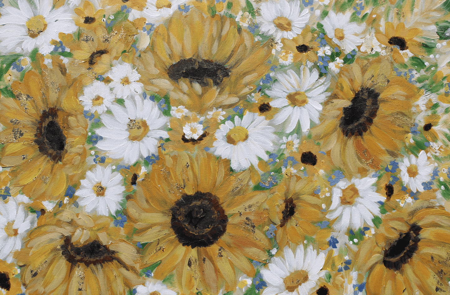 Sunflower and Daisies Abstract Original Painting Acrylic