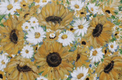 Sunflower and Daisies Abstract Original Painting Acrylic