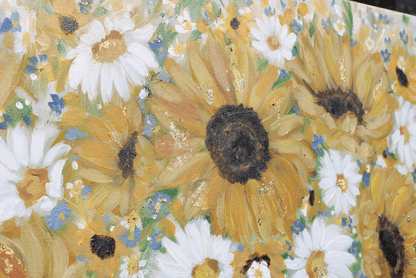 Sunflower and Daisies Abstract Original Painting Acrylic