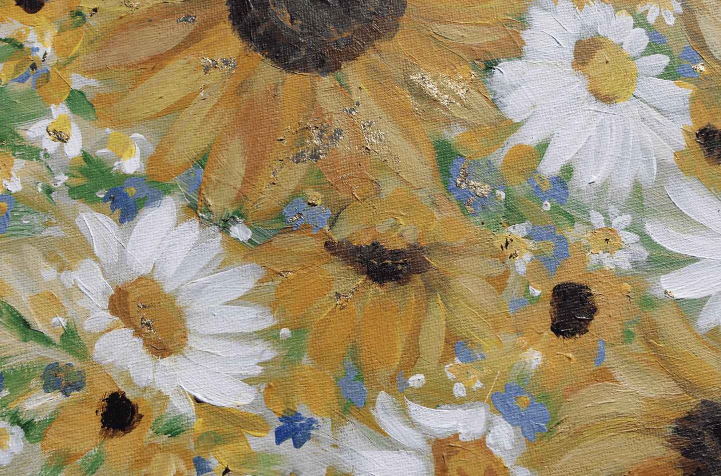 Sunflower and Daisies Abstract Original Painting Acrylic