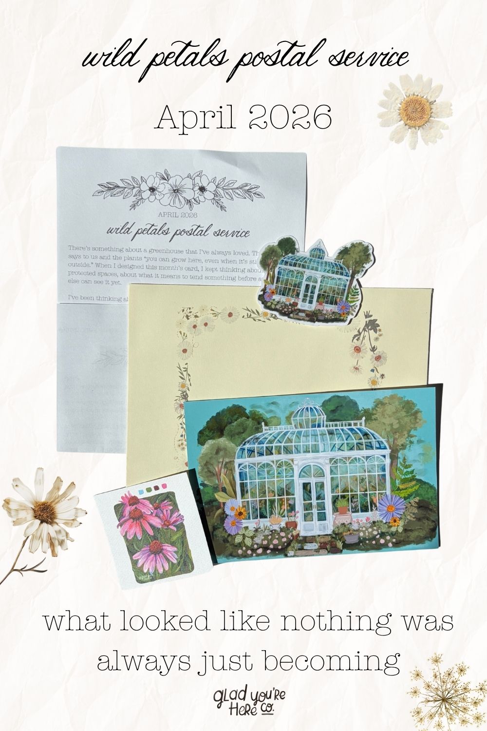 botanical postcard subscription — slow mail club for therapists and teachers