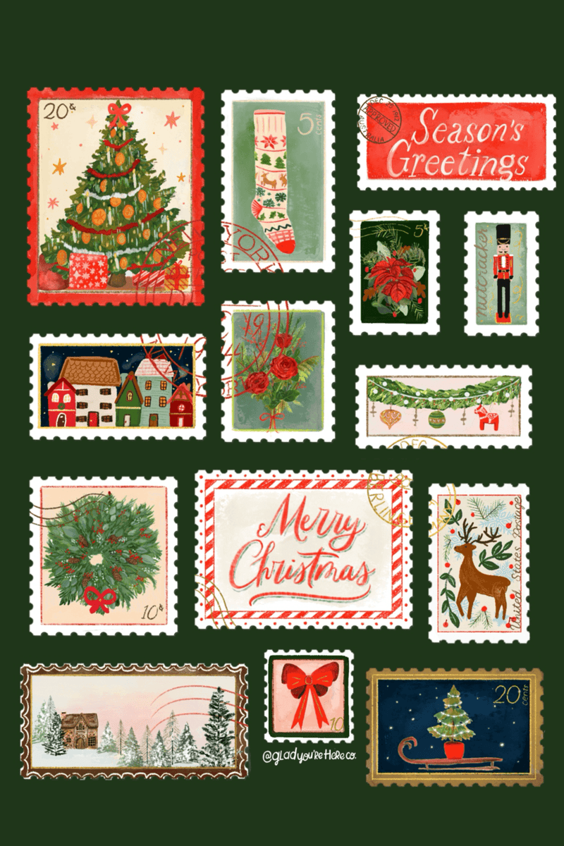christmas and holiday stamps for wild petals, a slow mail club