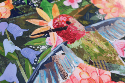 Colorful mosaic artwork with flowers and birds