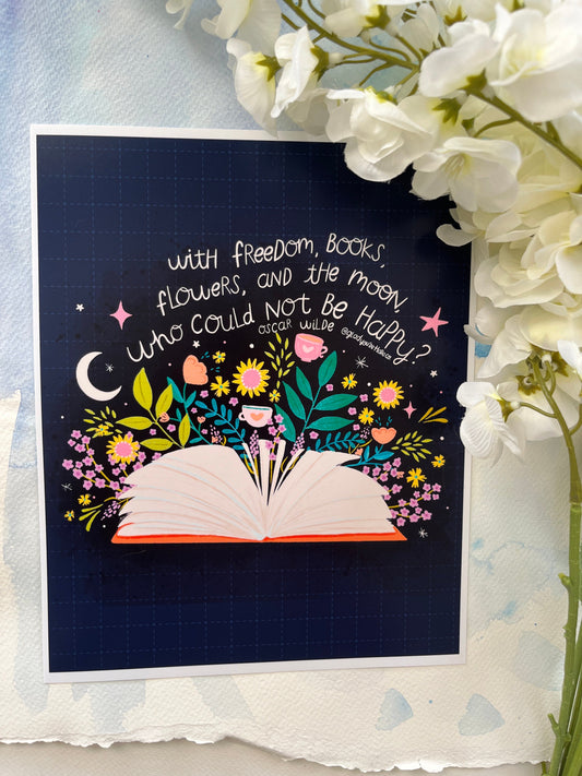 Book Lover Oscar Wilde Art Print / Card / Postcard