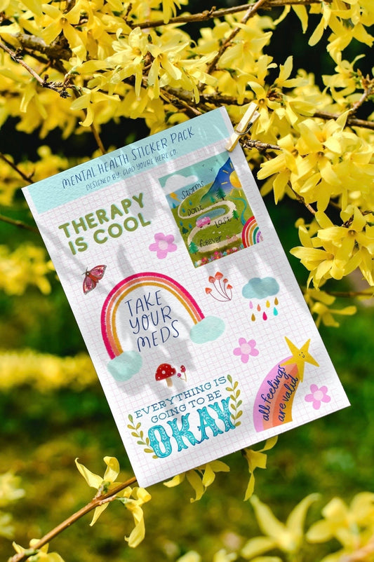 Mental Health and Therapy Sticker Sheet | Gift for Counselor, Psychologist, Therapist | Mental Health Awareness Sticker Sheet