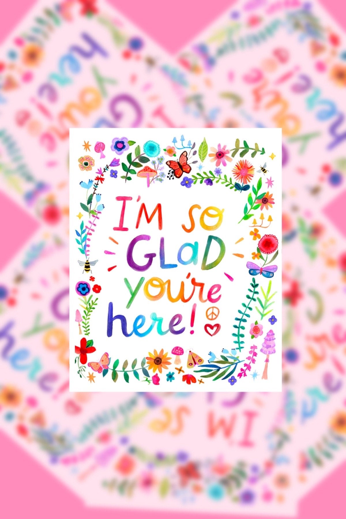 I’m Glad You’re Here Motivational Inspirational Encouraging Sticker for Waterbottle, Notebook, Laptop