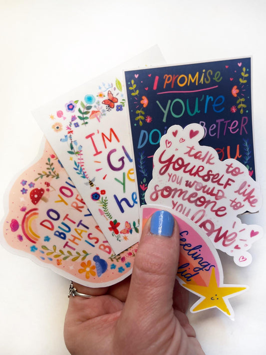 Self Love Stickers Bundle, Positive Affirmations Sticker Pack, Mental Health Self Care Stickers, Emotional Wellness Laptop Stickers