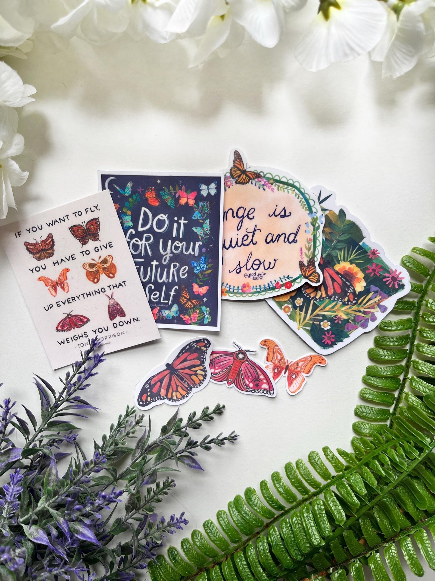 Butterfly Sticker Pack• Gift‑Ready Watercolor• Positive Affirmation Decals • Inspirational Vinyl Stickers For Indoor and Outdoor Use