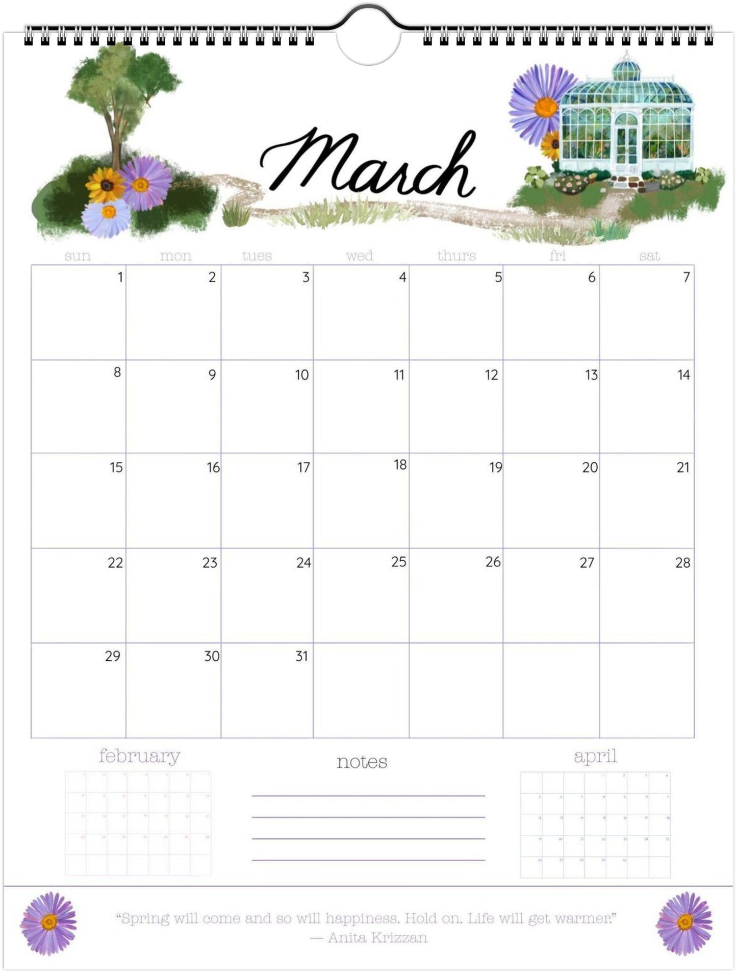 2026 Nature-Inspired Wall Calendar – Botanical & Floral Artwork | 12-Month Hanging Calendar with Hand-Painted Illustrations (Pre-Order Ships Sept. 15)
