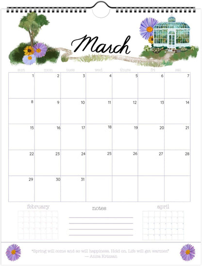 2026 Nature-Inspired Wall Calendar – Botanical & Floral Artwork | 12-Month Hanging Calendar with Hand-Painted Illustrations (Pre-Order Ships Sept. 15)