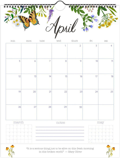2026 Nature-Inspired Wall Calendar – Botanical & Floral Artwork | 12-Month Hanging Calendar with Hand-Painted Illustrations (Pre-Order Ships Sept. 15)