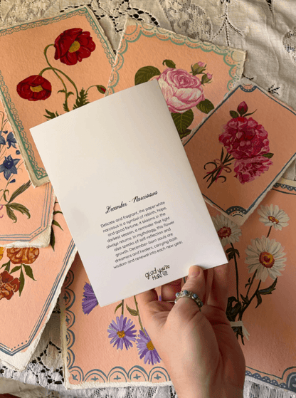 December birth flower hand painted greeting card - narcissus