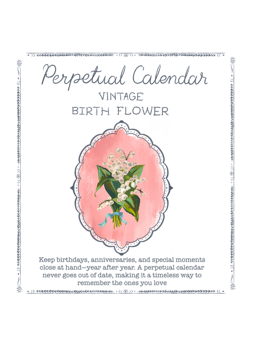 Birth Month Flower Perpetual Calendar | Vintage Floral Wall Hanging Calendar | Birthday Calendar | Notes & Special Dates Organizer