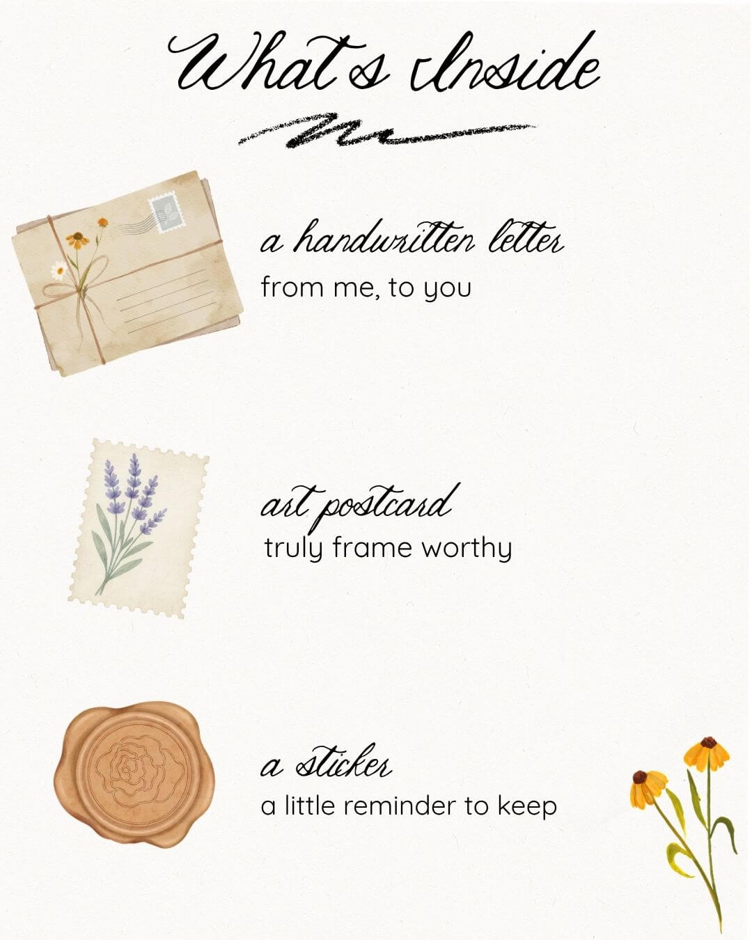 hand-painted slow mail club postcard wild petals postal service